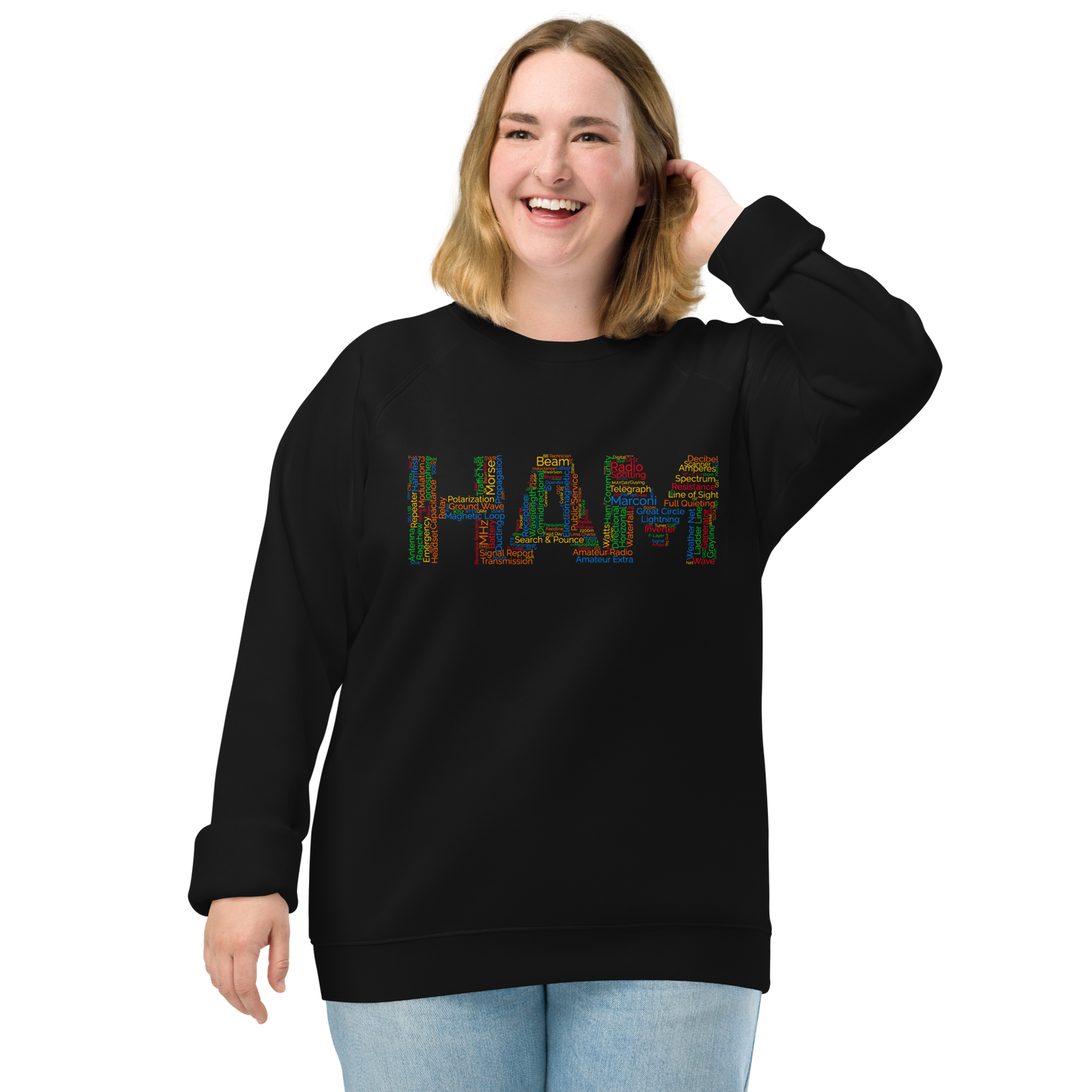 HAM words - Unisex organic raglan sweatshirt