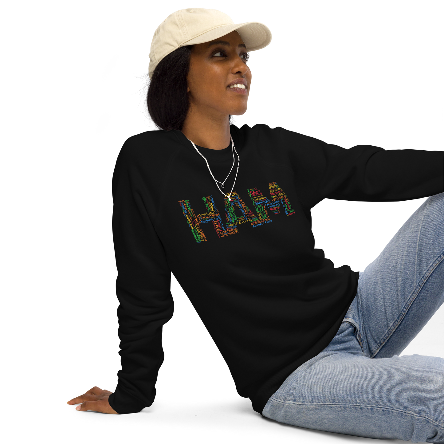 Ham words Unisex organic raglan sweatshirt