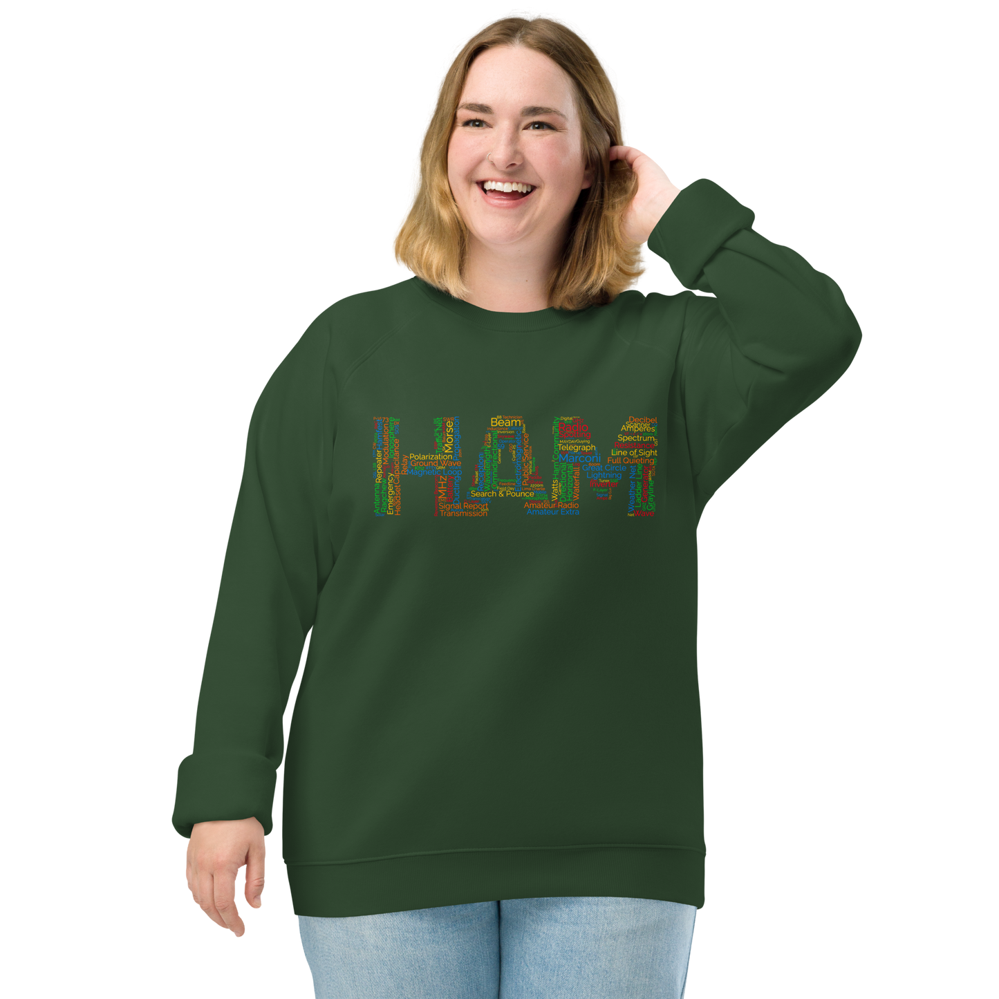HAM words - Unisex organic raglan sweatshirt