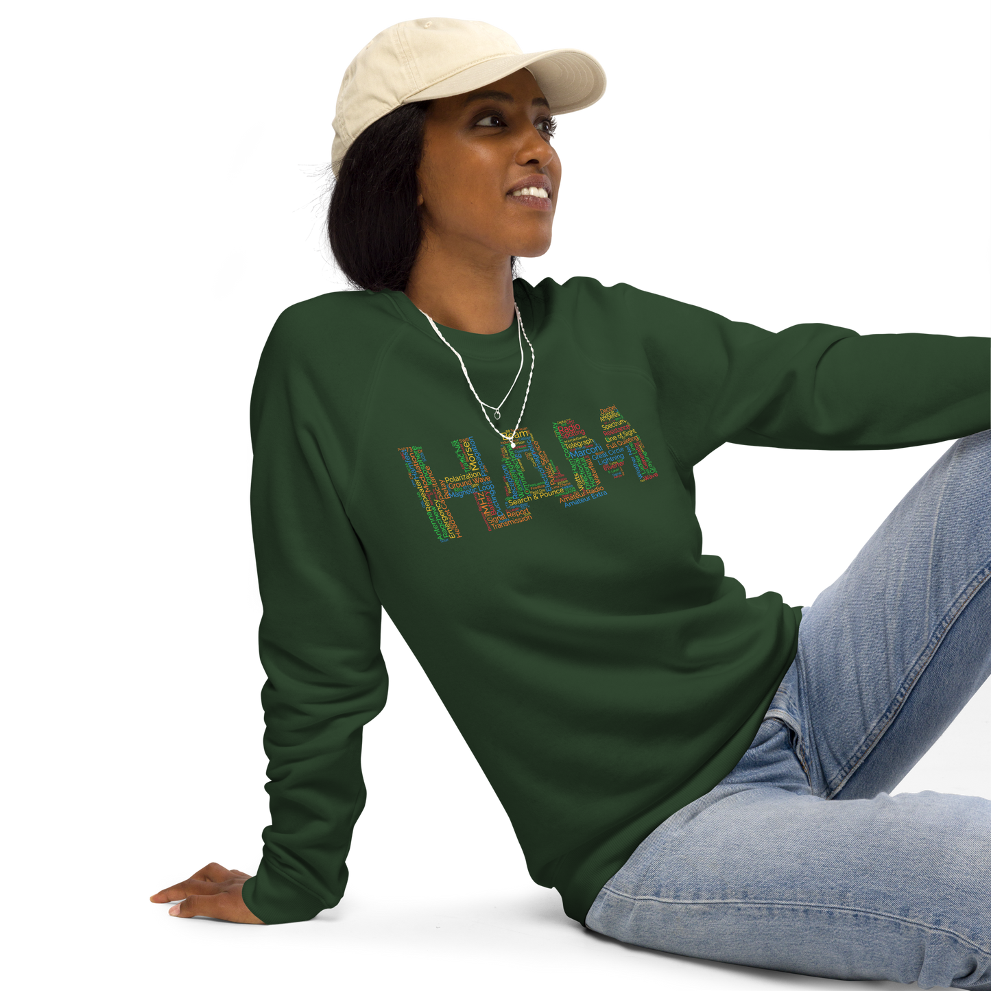 Ham words Unisex organic raglan sweatshirt