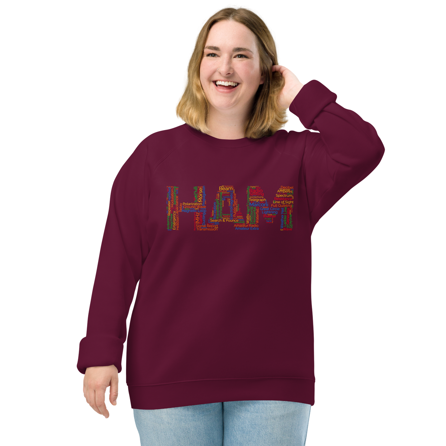 HAM words - Unisex organic raglan sweatshirt