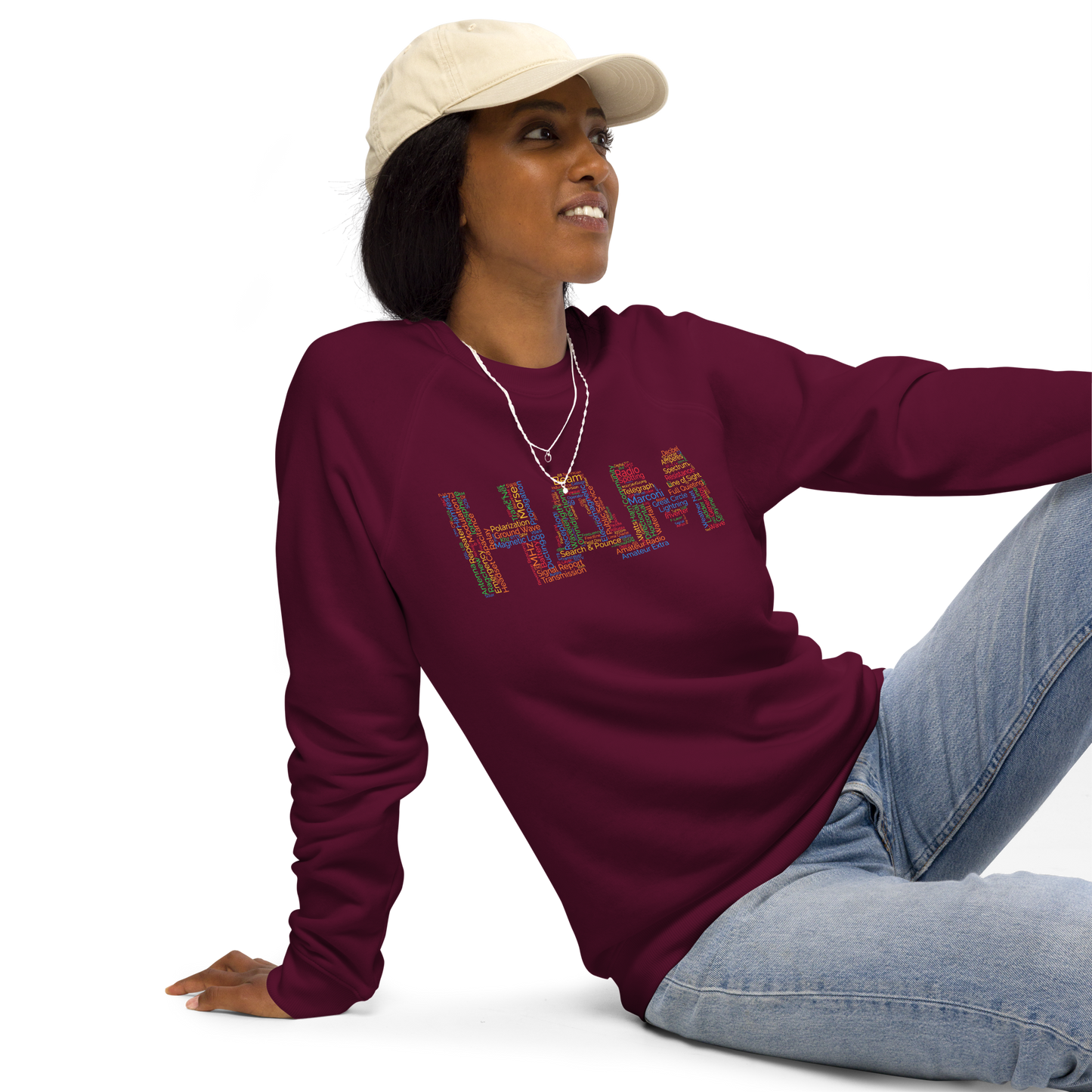 Ham words Unisex organic raglan sweatshirt