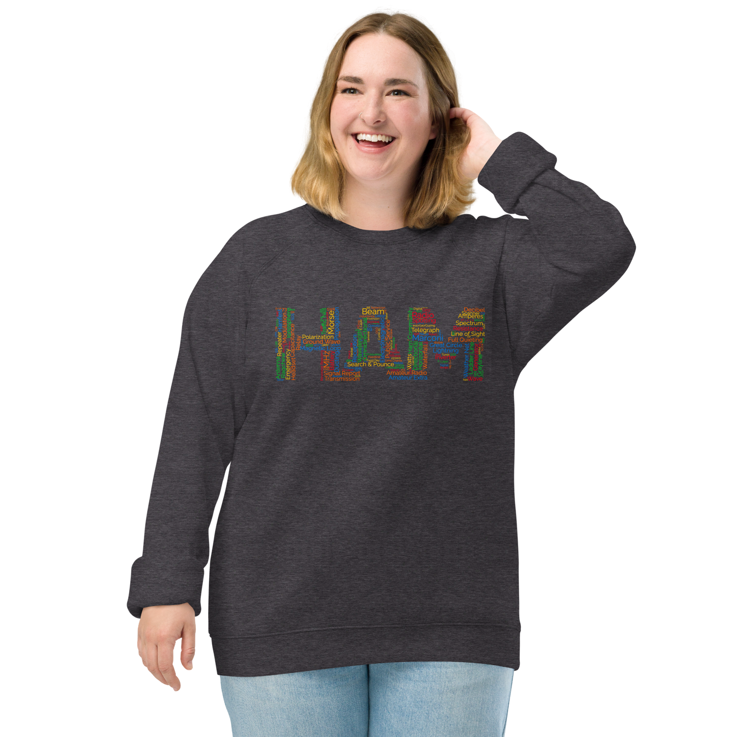 HAM words - Unisex organic raglan sweatshirt