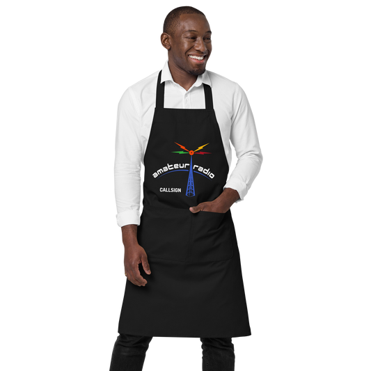 'Amateur Radio' organic cotton apron (w/callsign)