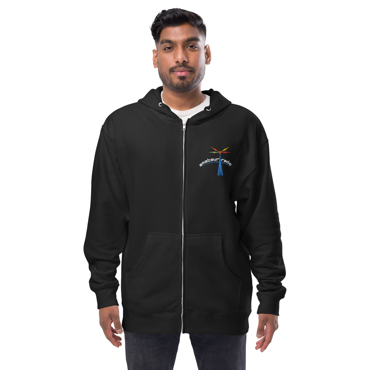 'Amateur Radio' unisex fleece zip up hoodie