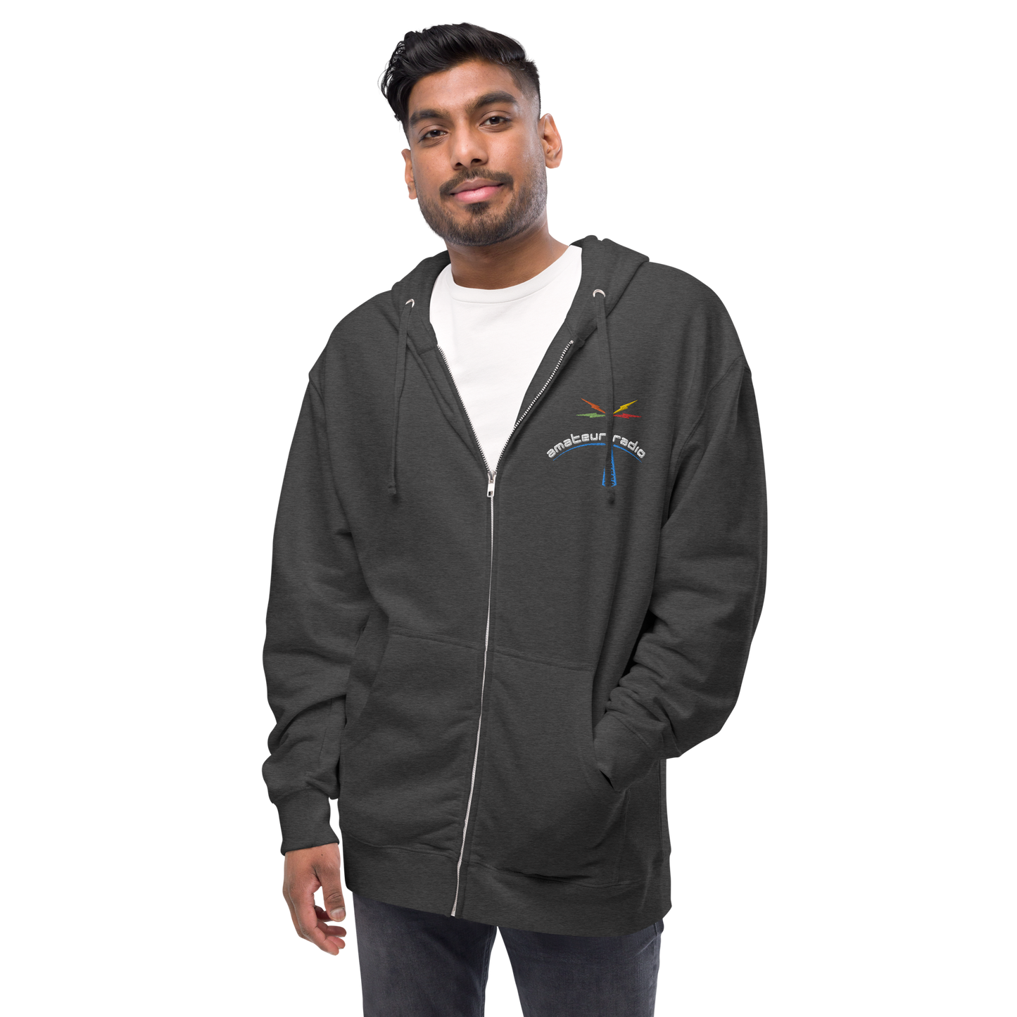 'Amateur Radio' unisex fleece zip up hoodie