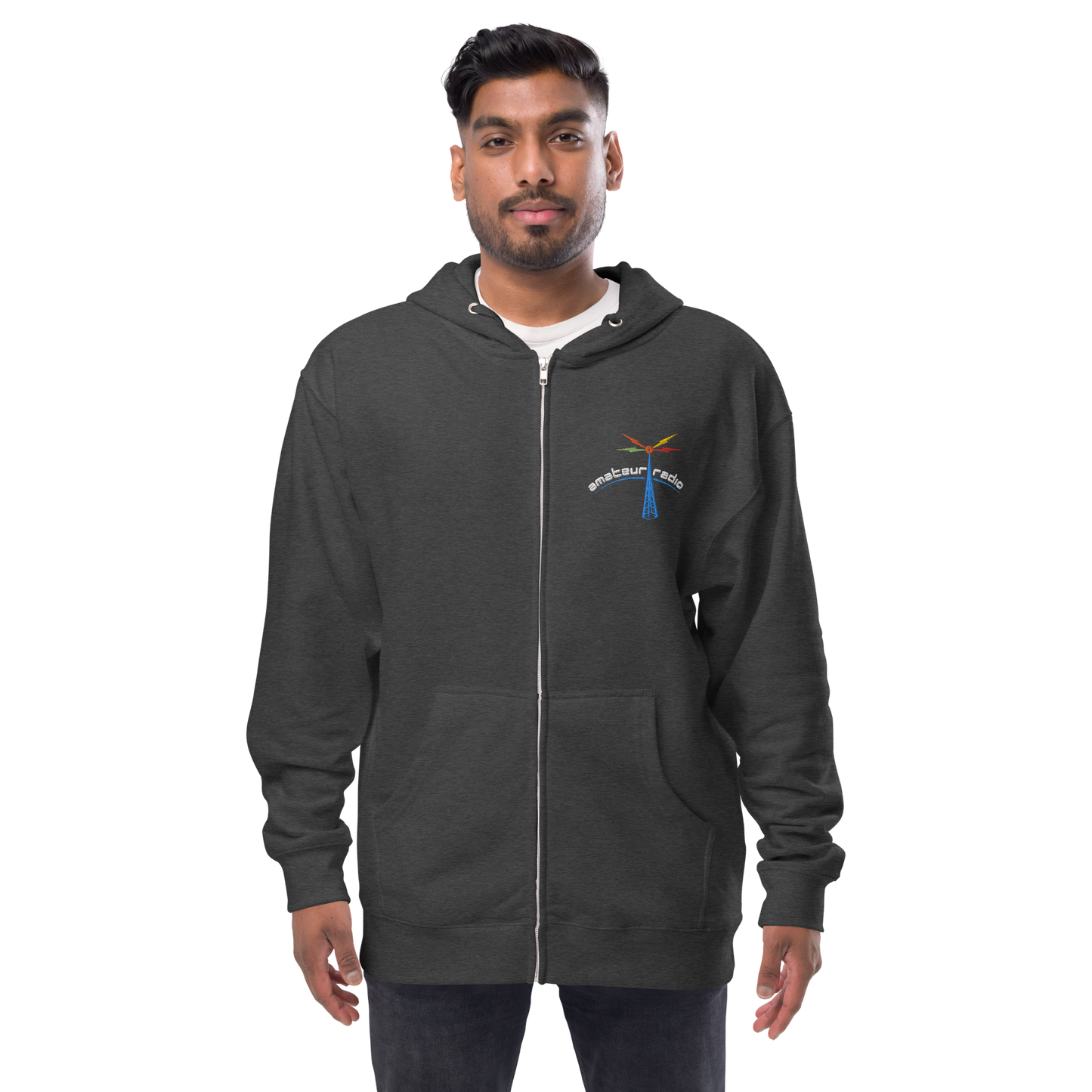 'Amateur Radio' unisex fleece zip up hoodie