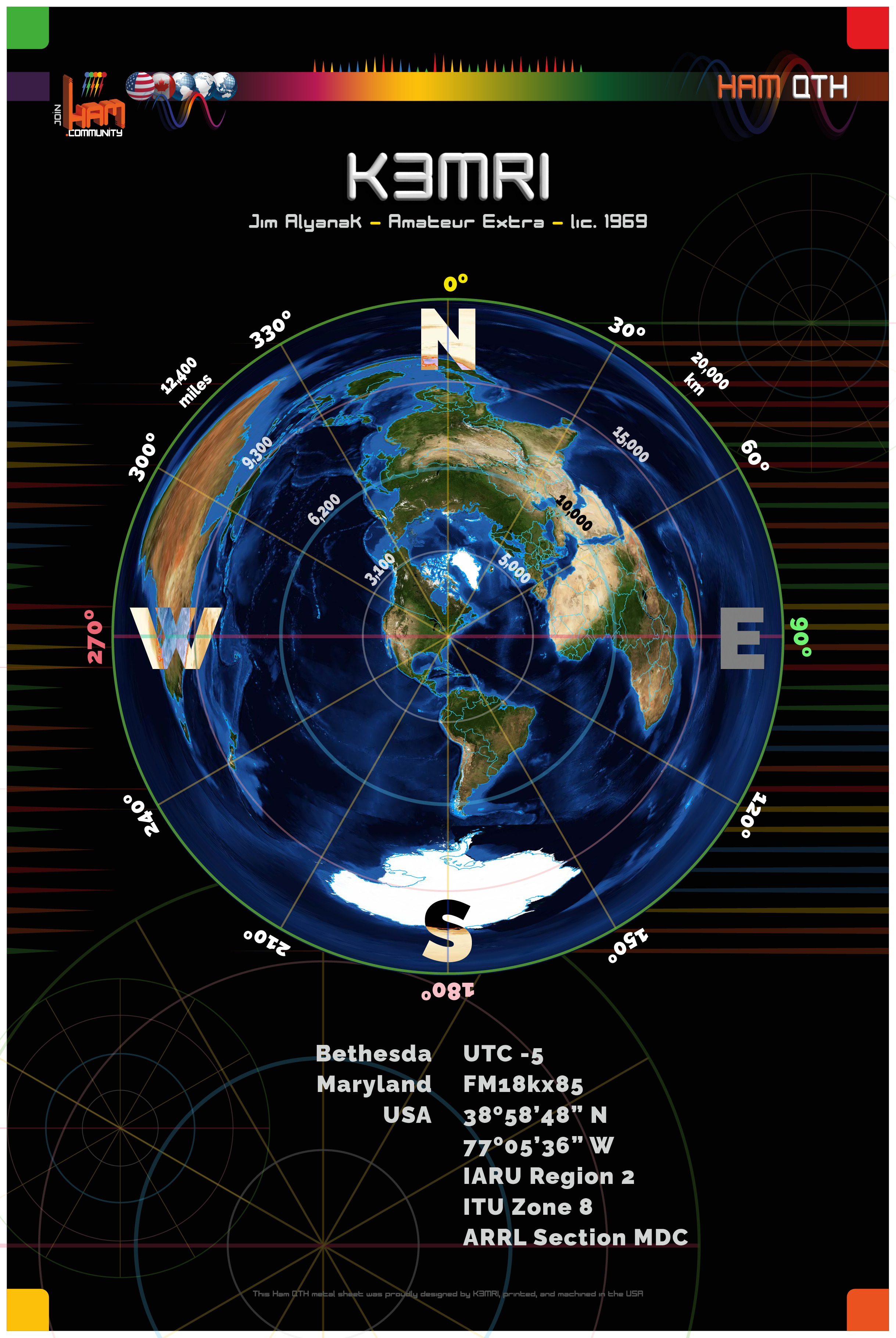 Ham QTH Sheet - w/ your callsign and location - UNIQUE METAL VERSION ...