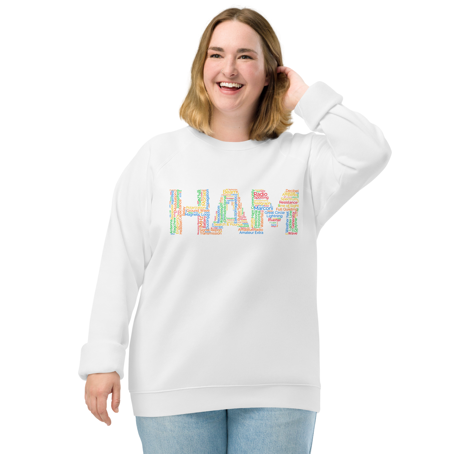 HAM words - Unisex organic raglan sweatshirt