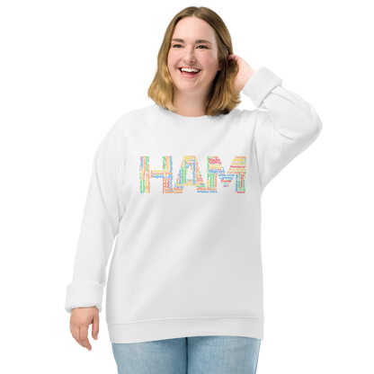 HAM words - Unisex organic raglan sweatshirt