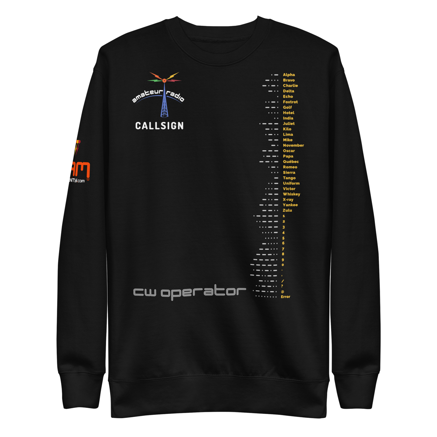 CW Operator Premium Sweatshirt (w/free callsign)