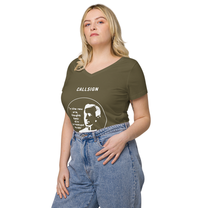 'Marconi' women’s fitted v-neck t-shirt (w/free callsign)